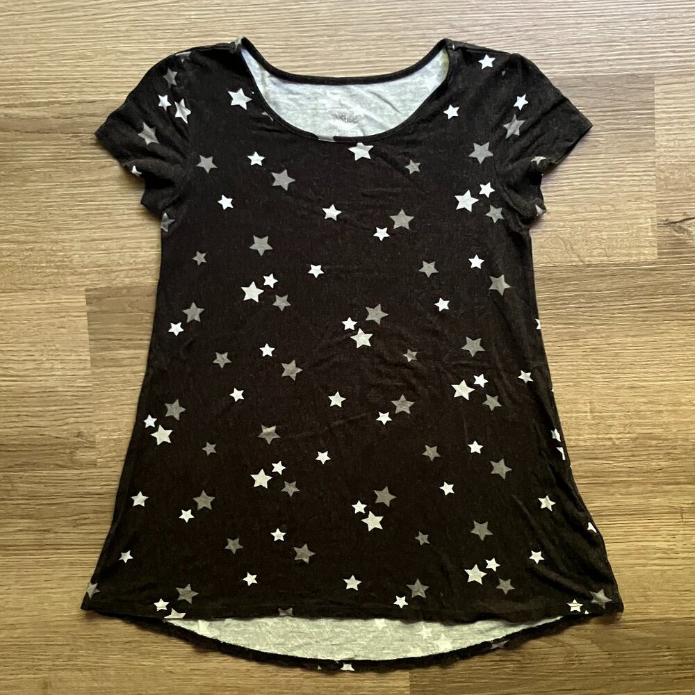 12 Vintage Justice Girls Black Star Short-Sleeve Swing Top